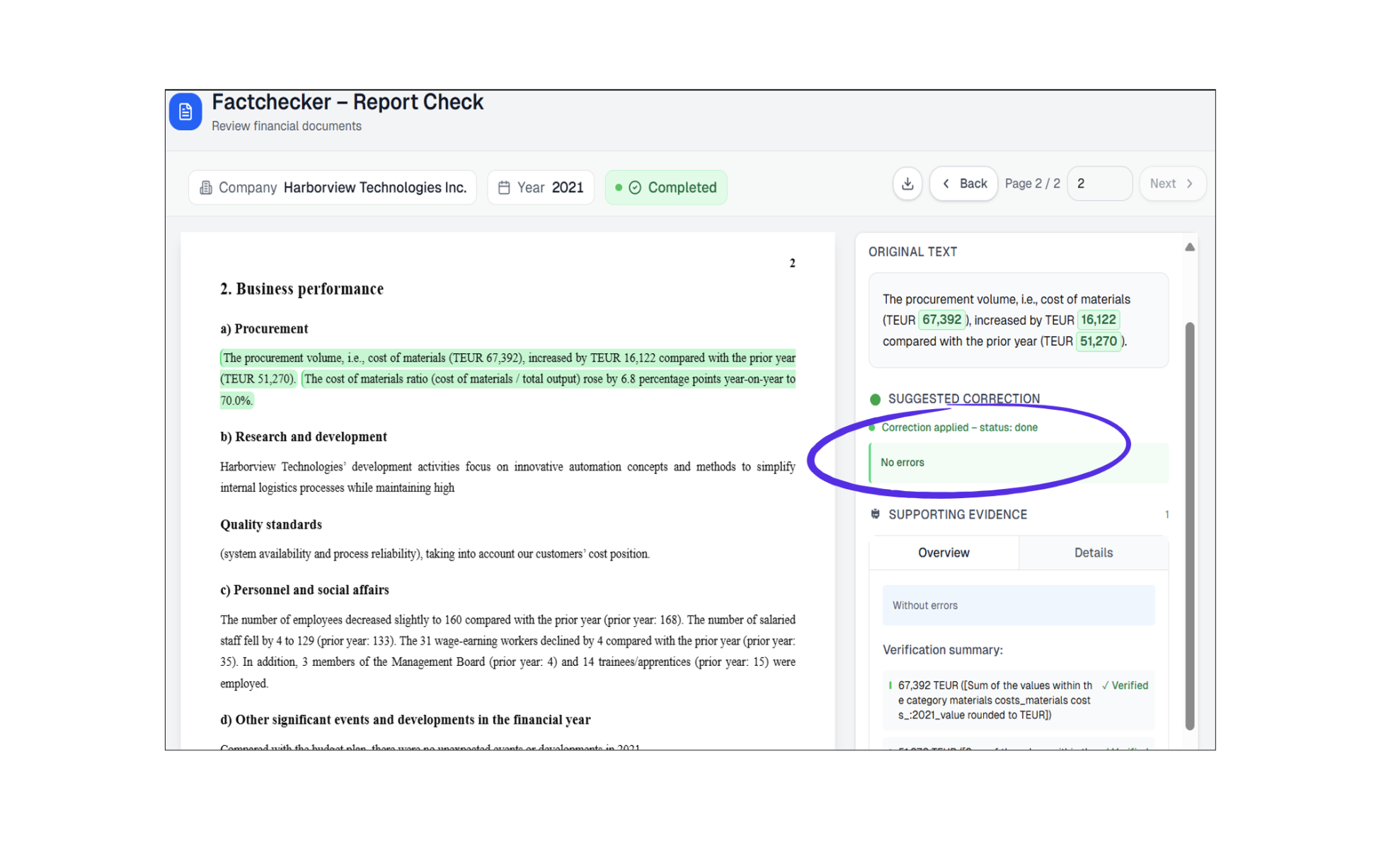 Accuracy Confirmation Report